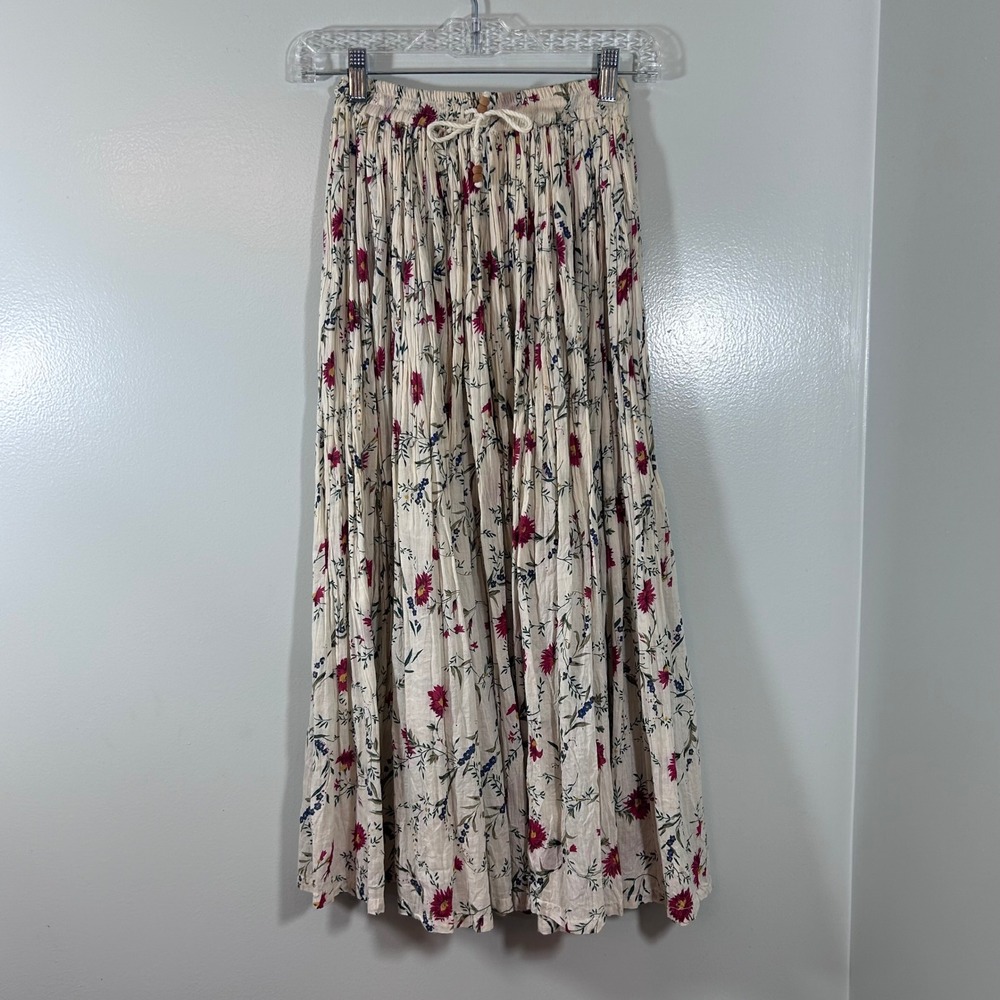 Vintage 90's Hunt Club Petite Floral Maxi Skirt Small Cotton Boho